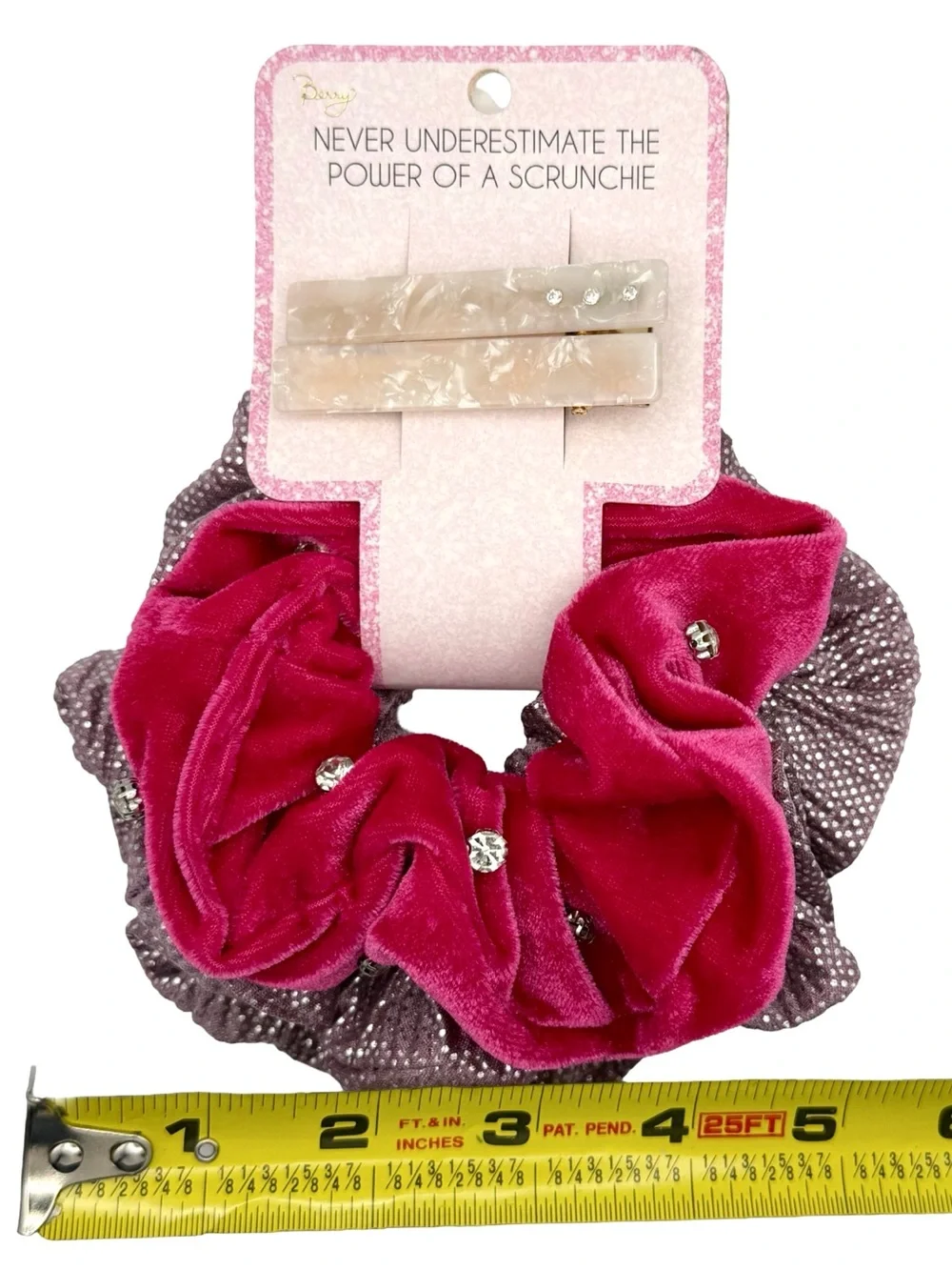 Nordstrom Berry Hair Accessories Set Embellished  Scrunchies And Hair Clips